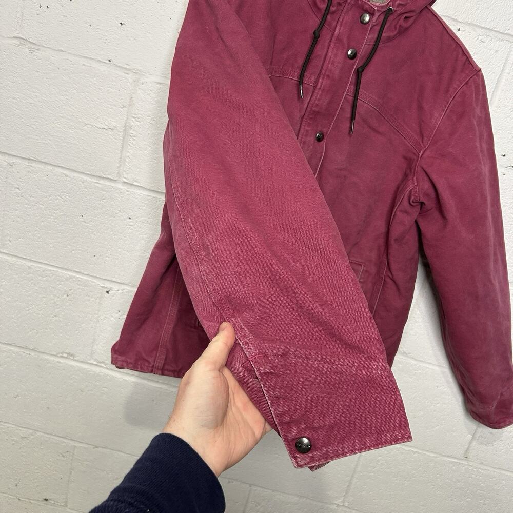 Y2K Carhartt Sherpa-Lined Sandstone Berkley Jacket “Merlot” - Picture 8 of 15